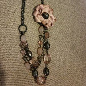 Peach and black necklace
